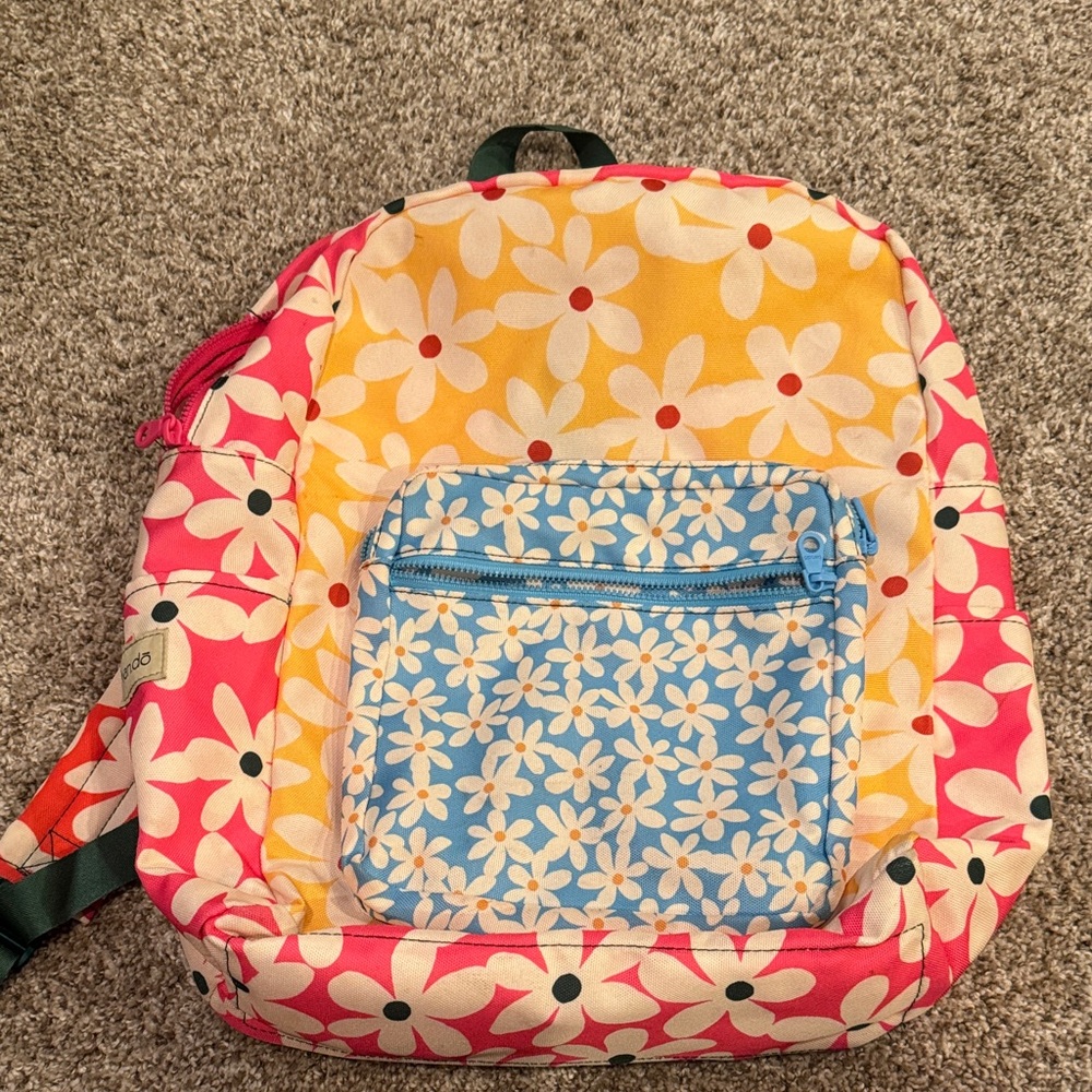 Floral Kids Backpack - Pink, Yellow, and Blue